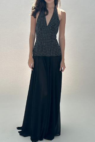 Halter Neck Polka Dot  Dress