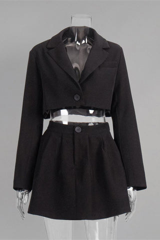 Chic Cropped Blazer and Skirt Set