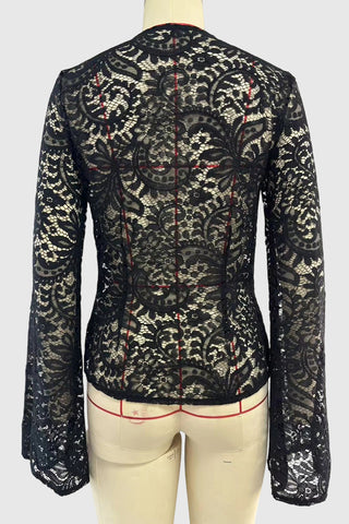 Elegant Lace Button-Up Blouse