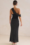 Off-Shoulder Polka Dot Evening Dress