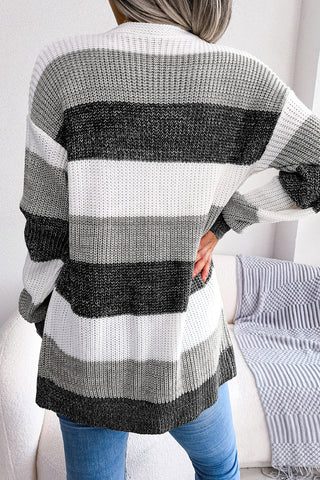 Striped Open-Front Cardigan