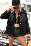 Studded Button-Front Denim Jacket