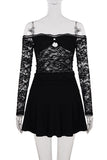 Lace Insert Off-Shoulder Casual Dress
