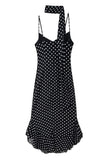 Polka Dot Casual Dress with Scarf