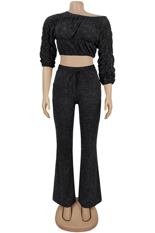 Off-Shoulder Ruched Pants Set
