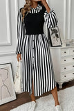 Striped Long-Sleeve Midi Dress