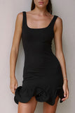 Ruffle Hem Sleeveless Mini Dress