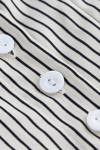 Striped Button-Up T-Shirt with Wide Sleeves