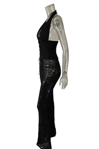 Lace-Up Halter Jumpsuit