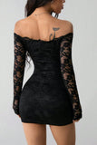 Off-Shoulder Lace Mini Dress