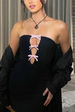 Strapless Lace-Up Mini Dress