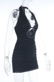 Studded Halter Mini Dress