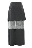 Pinstripe Layered Pants with Lace Detail