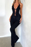 Halter Plunge Neckline Jumpsuit