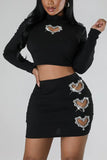 Heart Appliqué Two-Piece Casual Set