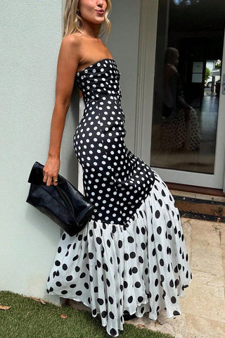 Strapless Polka Dot Maxi Dress