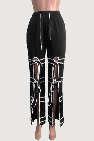 Tie-Detail Wide-Leg Casual Pants