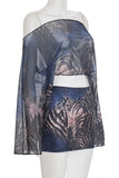 Off-Shoulder Printed Top & Mini Skirt Set