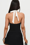 Halter Neck Two-Tone Tank Top