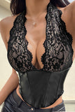 Lace-Trim Halter Corset Top