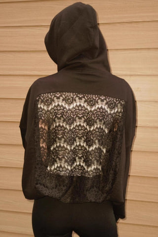 Lace-Back Hoodie Sweatshirt