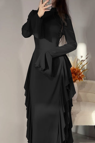 Elegant Flounce Sleeve Maxi Dress