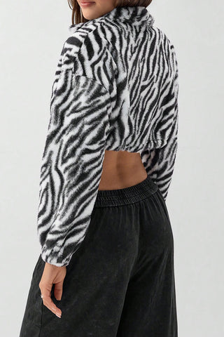 Zip-Up Cropped Zebra Jacket