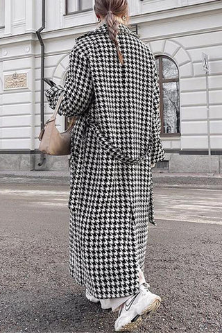 Oversized Houndstooth Long Coat