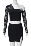 Lace Sleeve Asymmetrical Skirt Set