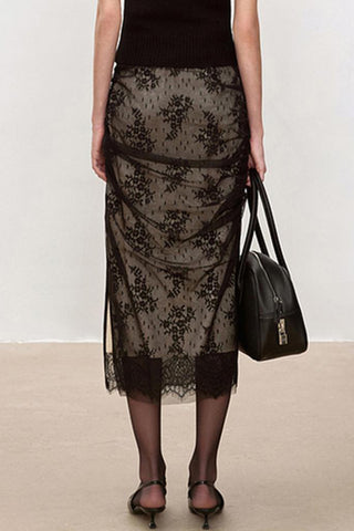Elegant Lace Midi Skirt