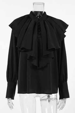 Long Sleeve Ruffle Collar Loose Blouse