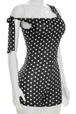 One-Shoulder Polka Dot Romper