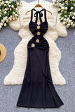 Ruched Halter Maxi Dress