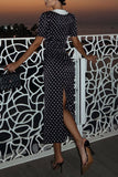 Polka Dot Midi Dress with Collar