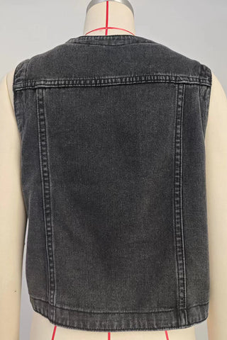 Button-Front Denim Vest