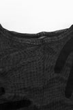 Sheer Mesh Top with Glove Print