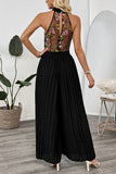 Floral Halter Pleated Jumpsuit