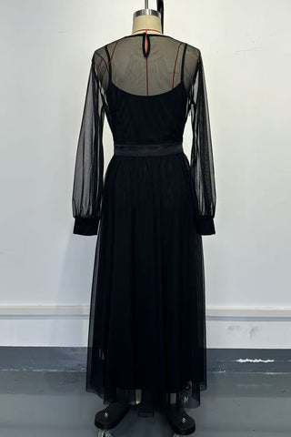 Sheer Sleeve Casual Maxi Dress