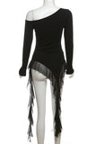 Asymmetrical Hem One-Shoulder Blouse