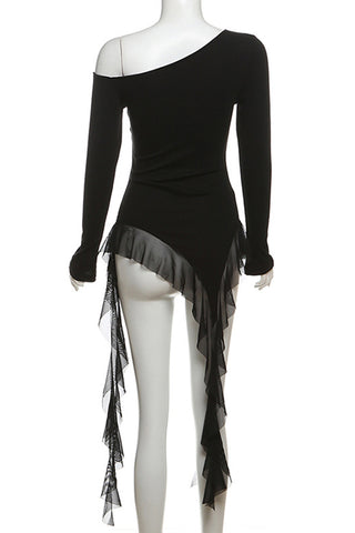 Asymmetrical Hem One-Shoulder Blouse