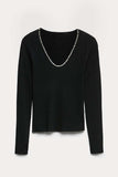 Elegant Long-Sleeve V-Neck Blouse