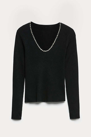 Elegant Long-Sleeve V-Neck Blouse
