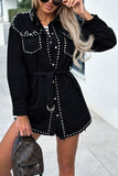 Studded Button-Front Denim Jacket