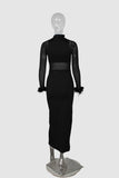 Sheer Mesh Embellished Maxi Dress