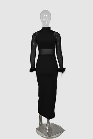 Sheer Mesh Embellished Maxi Dress