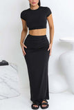 Ruched Two-Piece Skirt Set