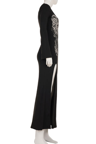 Elegant Patterned Long Casual Dress