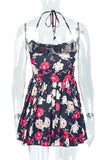 Floral Halter Neck Casual Dress