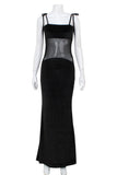Sheer Panel Evening Maxi Dress