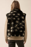 Floral Sherpa Vest with Zip Front